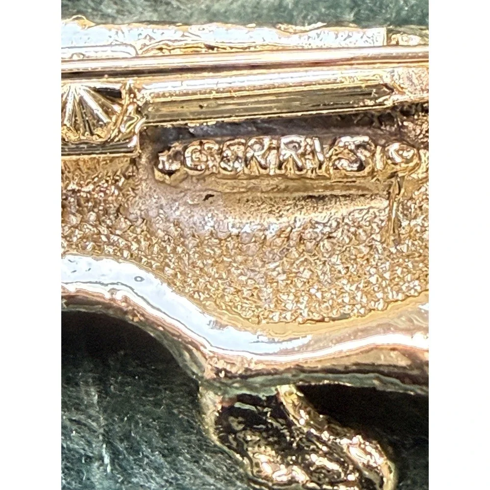 Vintage Signed GARRY'S Gold tone  Polished TIGER Shape Pin Brooch